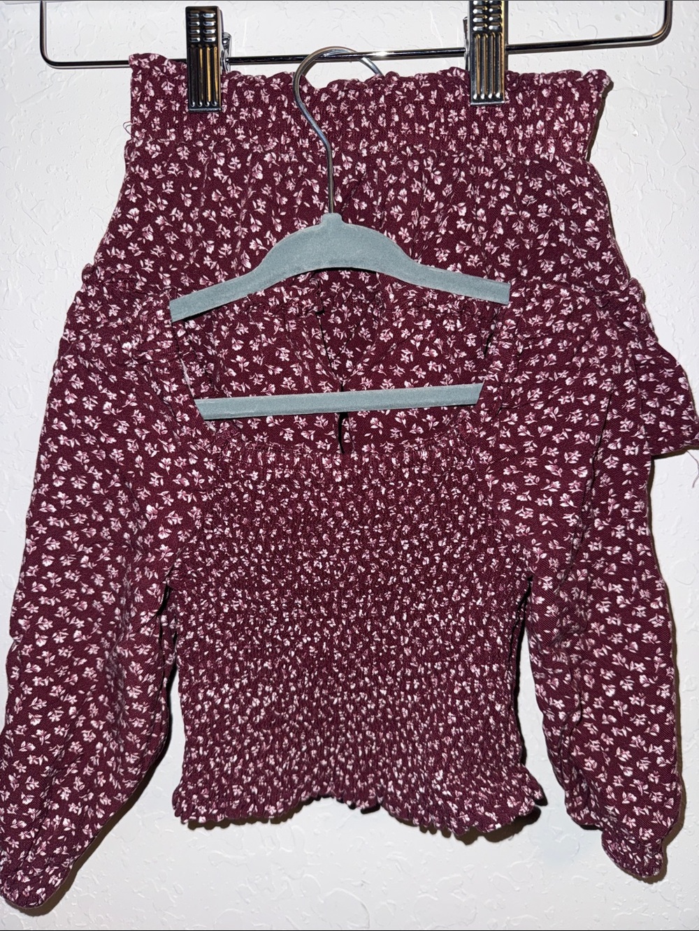 2 piece -Copper Key Burgundy Floral Smocked Skirt-Style Shorts